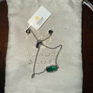 Kendra Scott Emerald Green and Silver Necklace